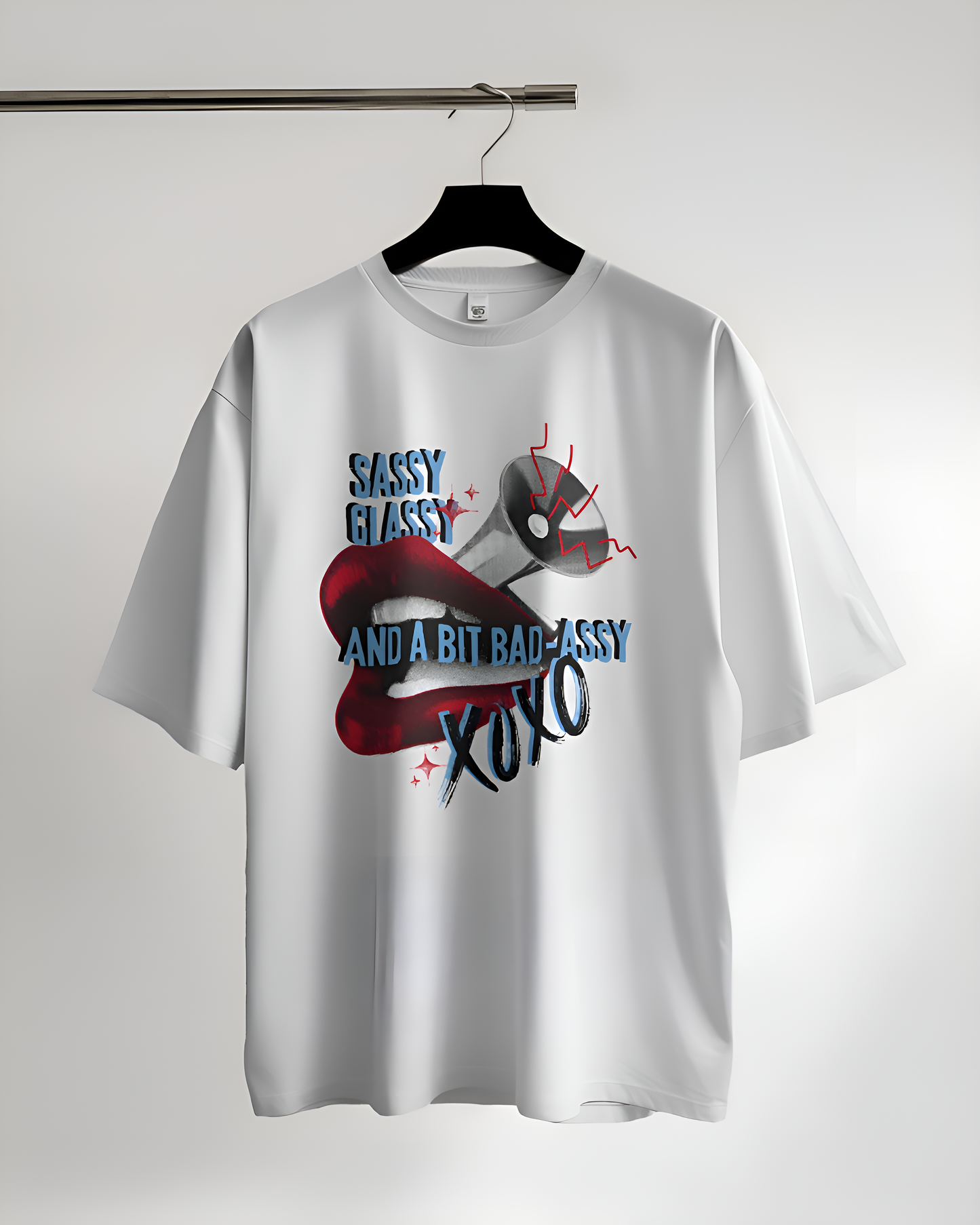 White Oversized Graphic Tee - Bad Assy