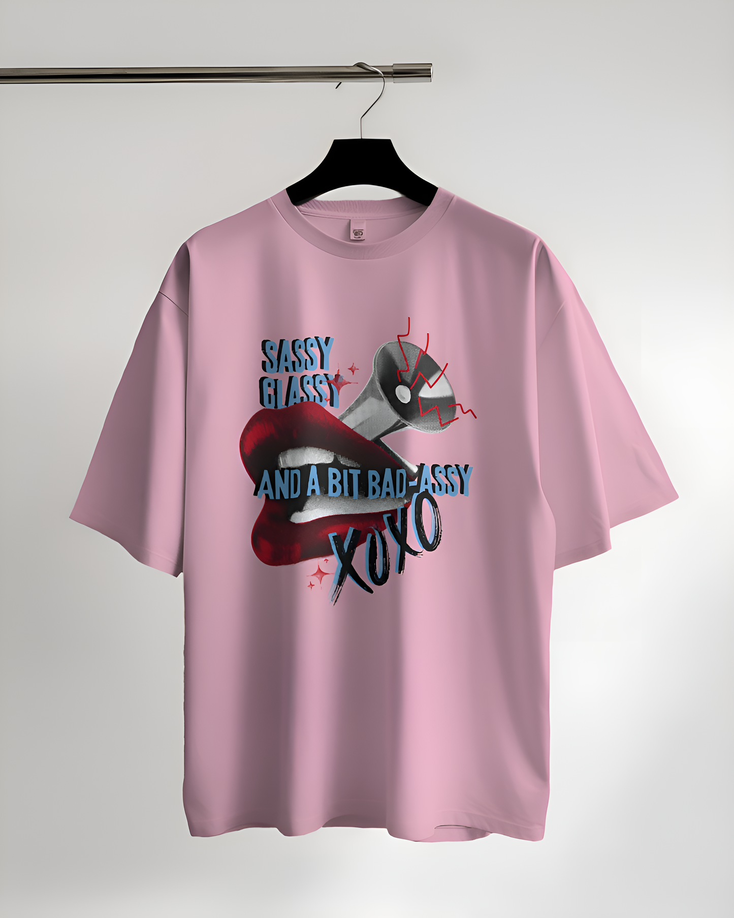 Bad Assy - Light Baby Pink Oversized Women's T-shirt / XS