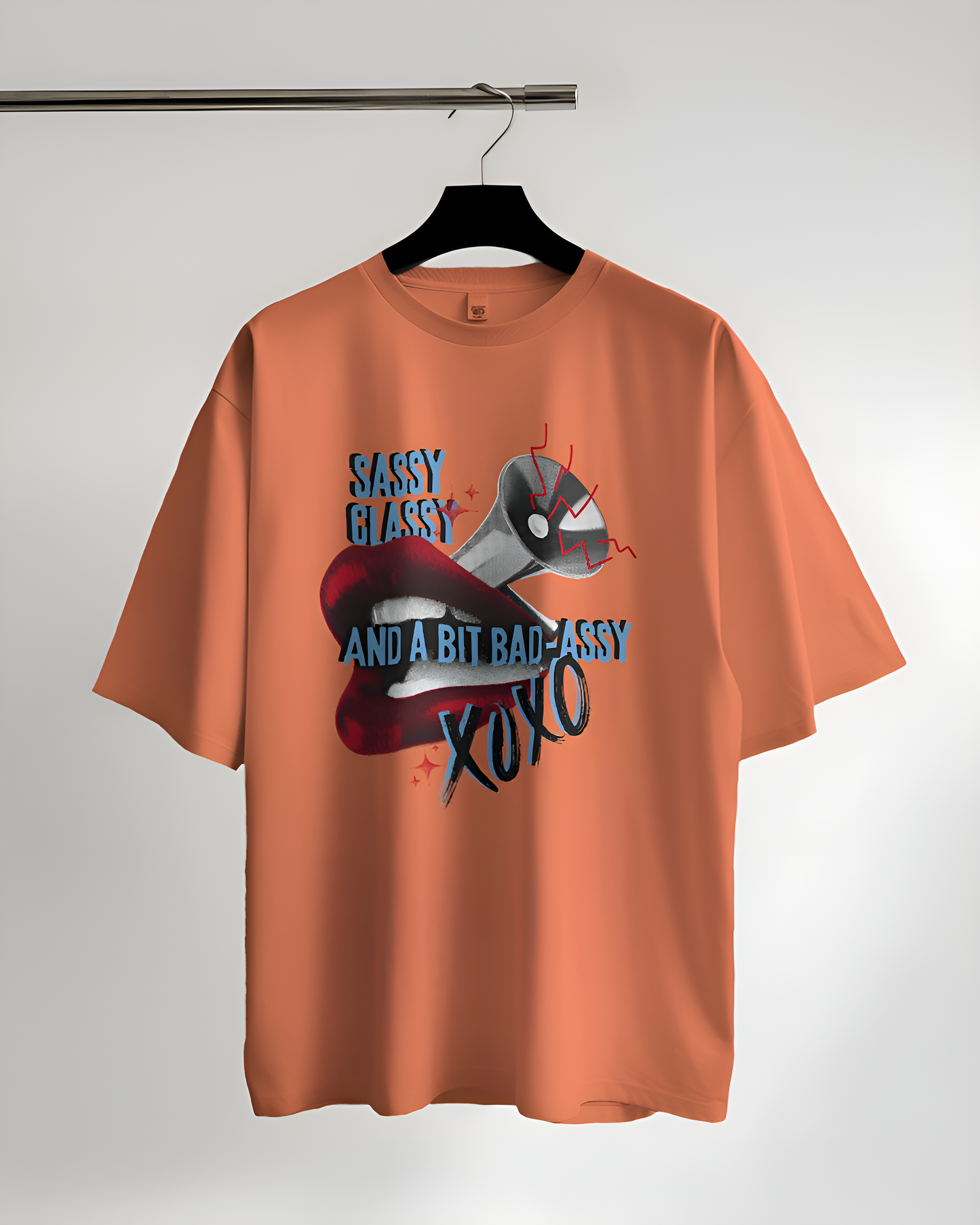 Quirky Oversized T-Shirt for Women | Bad Assy - Coral / XS